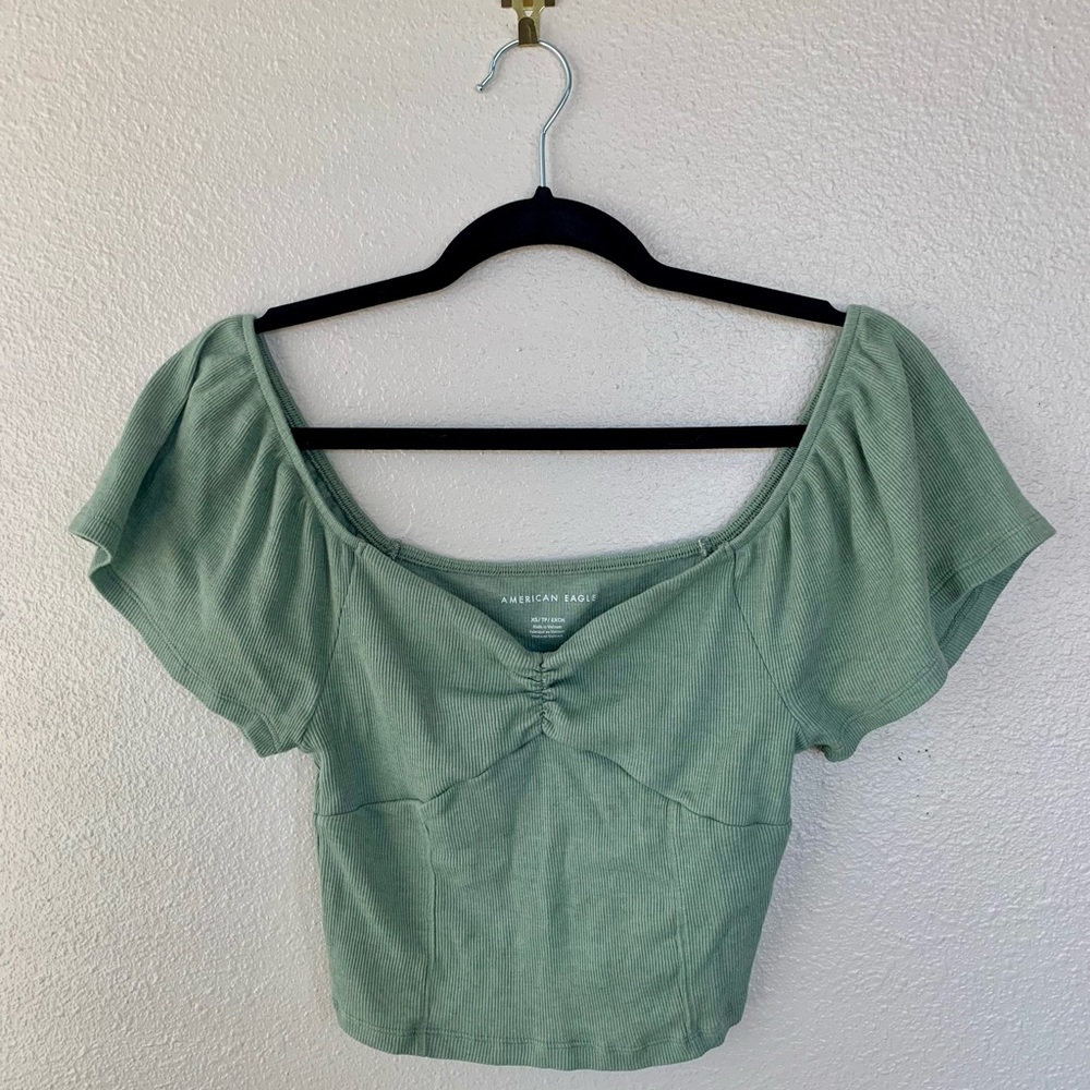 American Eagle Sage Green crop top